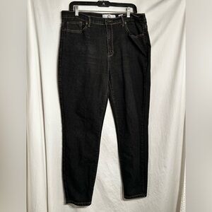 WOMENS SIZE 21 WAIST 37 DARK BLACK OCTAGON CROPPED ANKLE JEANS
